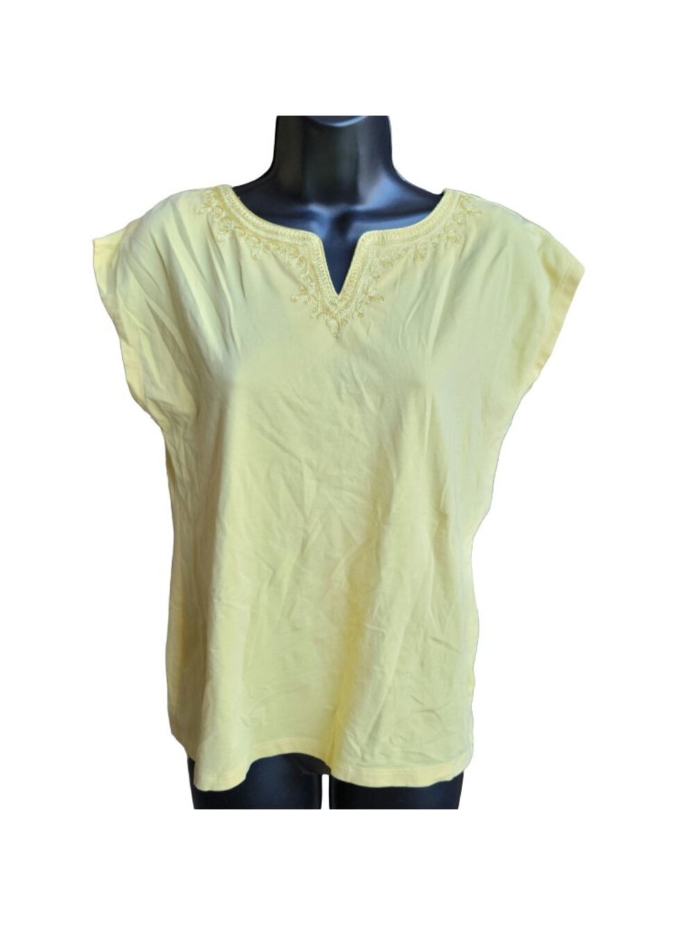 TALBOTS PETITES Yellow V-Neck Sleeveless Blouse Top Petite Size PS 997